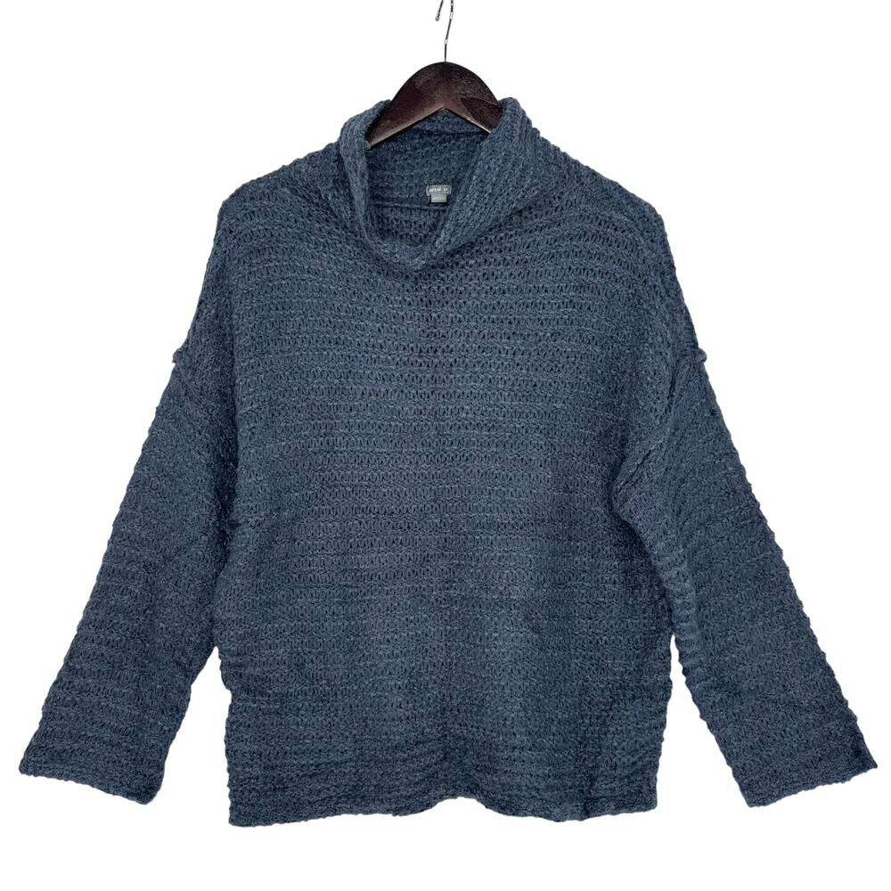 Aerie Cowl Neck Sweater Womens S Blue Slouchy Loose Knit Wool Blend